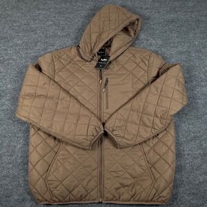 Mack Russo Quilted Bomber Jacket Coat Hooded XL Beige Insulated Lightweight  NEW